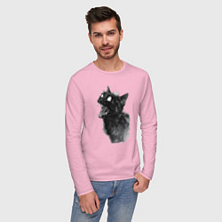 Лонгслив хлопковый мужской Грозовой, кошак опасный, цвет: светло-розовый — фото 2