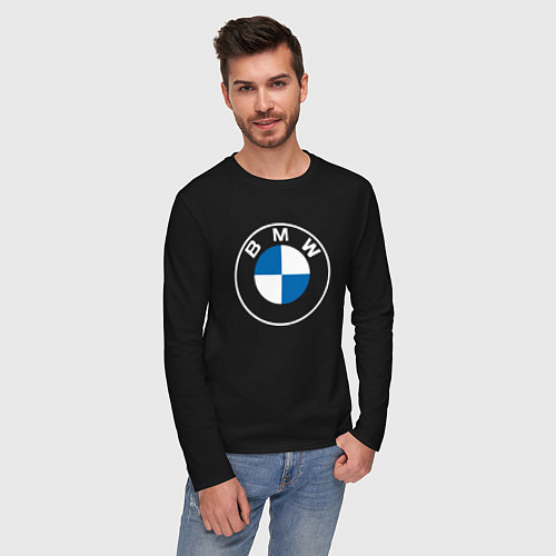 Мужской лонгслив BMW LOGO 2020 / Черный – фото 3