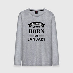 Лонгслив хлопковый мужской Legends are born in january, цвет: меланж