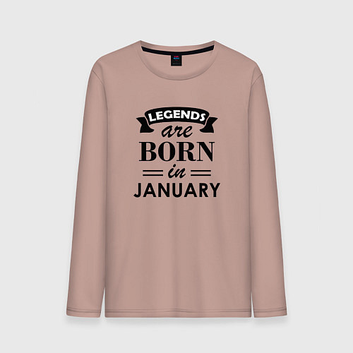Мужской лонгслив Legends are born in january / Пыльно-розовый – фото 1