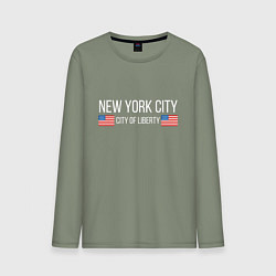 Лонгслив хлопковый мужской NEW YORK, цвет: авокадо