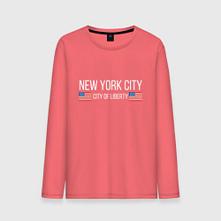 Лонгслив хлопковый мужской NEW YORK, цвет: коралловый
