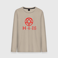 Лонгслив хлопковый мужской HIM LOGO RED, цвет: миндальный