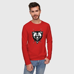 Лонгслив хлопковый мужской Медведь, цвет: красный — фото 2