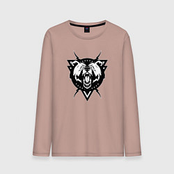 Лонгслив хлопковый мужской Медведь, цвет: пыльно-розовый