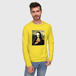 Лонгслив хлопковый мужской Mona Lisa цвета желтый — фото 2