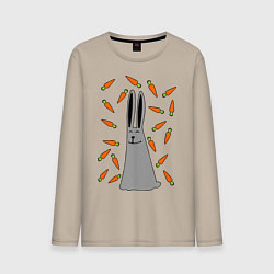 Лонгслив хлопковый мужской Кролик в морковке, цвет: миндальный