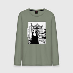 Лонгслив хлопковый мужской No-Face Spirited Away Ghibli, цвет: авокадо