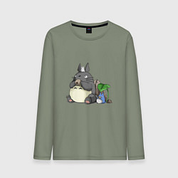 Лонгслив хлопковый мужской Тоторо, цвет: авокадо