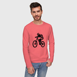 Лонгслив хлопковый мужской Велоспорт Z цвета коралловый — фото 2