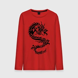 Лонгслив хлопковый мужской Дракон орнамент, цвет: красный