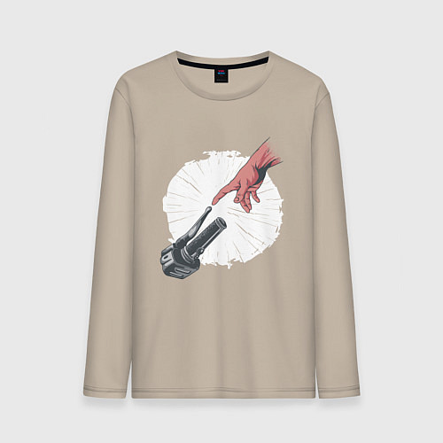 Мужской лонгслив Сотворение Адама - Мотоцикл / Миндальный – фото 1