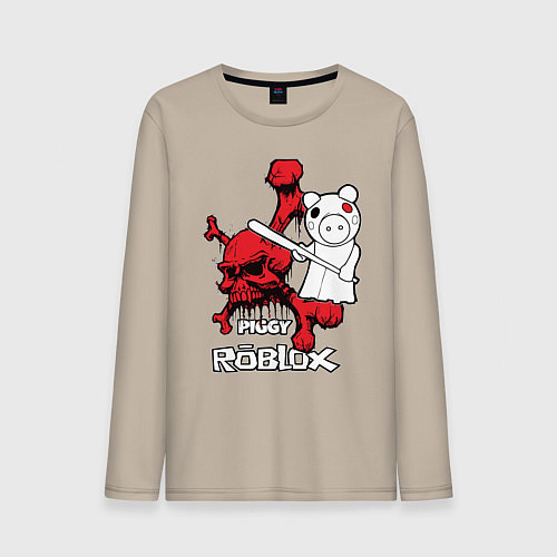 Мужской лонгслив Свинка Пигги из Roblox / Миндальный – фото 1