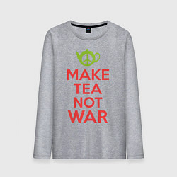 Лонгслив хлопковый мужской Make tea not war, цвет: меланж