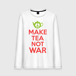 Лонгслив хлопковый мужской Make tea not war, цвет: белый