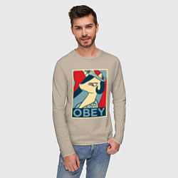 Лонгслив хлопковый мужской Trixie OBEY, цвет: миндальный — фото 2