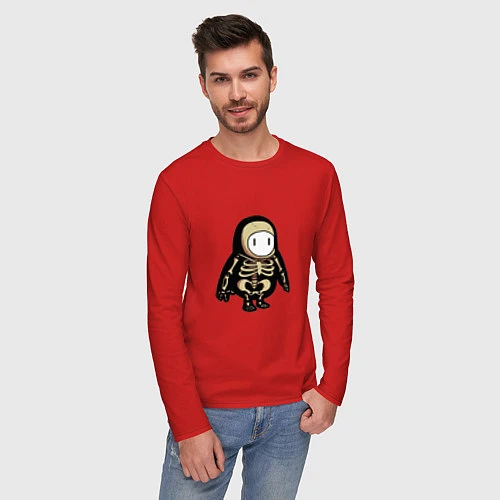 Мужской лонгслив Fall guys skeleton / Красный – фото 3