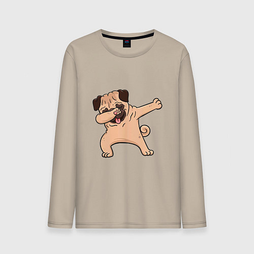 Мужской лонгслив Мопс ДАБ / Миндальный – фото 1