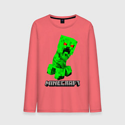 Лонгслив хлопковый мужской MINECRAFT CREEPER, цвет: коралловый