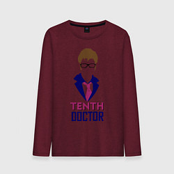 Лонгслив хлопковый мужской Tenth Doctor, цвет: меланж-бордовый