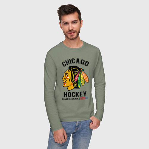 Мужской лонгслив CHICAGO BLACKHAWKS NHL / Авокадо – фото 3