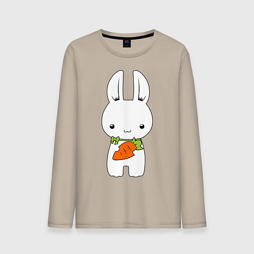 Мужской лонгслив Зайчик с морковкой / Миндальный – фото 1