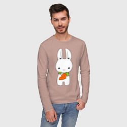 Лонгслив хлопковый мужской Зайчик с морковкой, цвет: пыльно-розовый — фото 2
