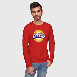 Лонгслив хлопковый мужской Los Angeles Lakers цвета красный — фото 2