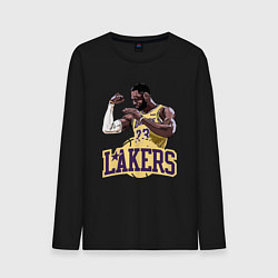 Лонгслив хлопковый мужской LeBron - Lakers, цвет: черный