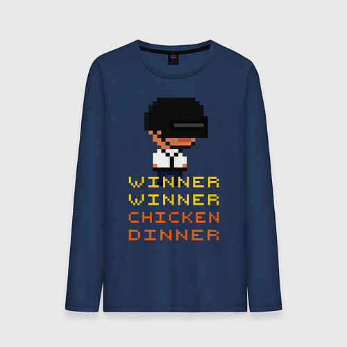 Мужской лонгслив PUBG Winner Chicken Dinner / Тёмно-синий – фото 1