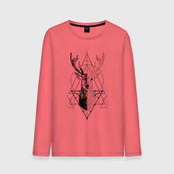 Лонгслив хлопковый мужской Polygonal deer, цвет: коралловый