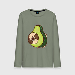Лонгслив хлопковый мужской Мопс-авокадо, цвет: авокадо