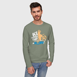 Лонгслив хлопковый мужской Все будут ездить на эндуро!, цвет: авокадо — фото 2