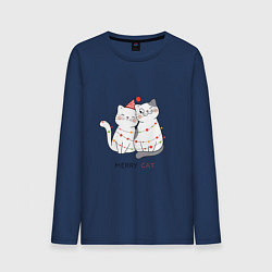 Лонгслив хлопковый мужской Merry Cat, цвет: тёмно-синий
