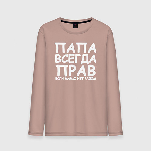 Мужской лонгслив Папа всегда прав / Пыльно-розовый – фото 1