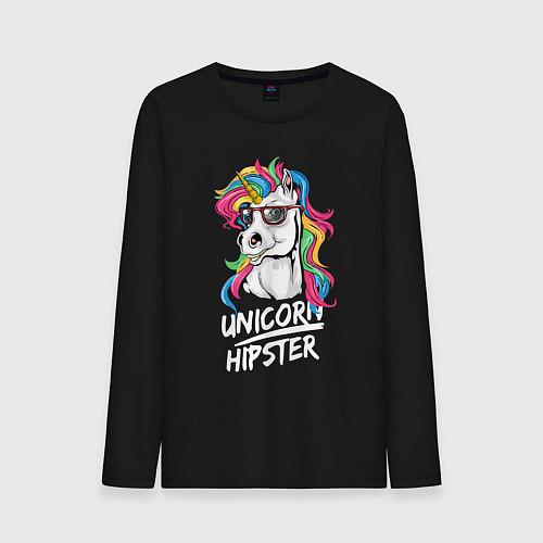 Мужской лонгслив Unicorn hipster / Черный – фото 1