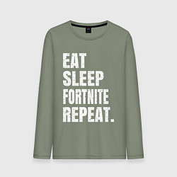 Лонгслив хлопковый мужской EAT SLEEP FORTNITE REPEAT, цвет: авокадо