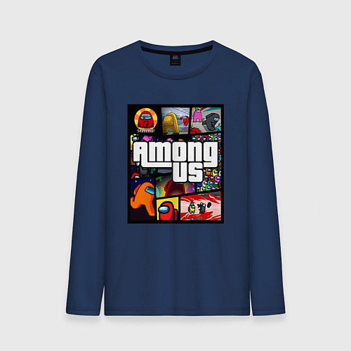 Мужской лонгслив AMONG US GTA / Тёмно-синий – фото 1