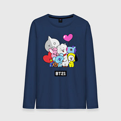 Лонгслив хлопковый мужской BT21, цвет: тёмно-синий