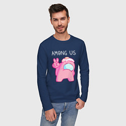 Лонгслив хлопковый мужской AMONG US - МИЛОТА, цвет: тёмно-синий — фото 2