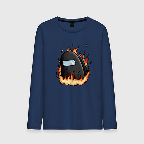 Мужской лонгслив Among Us fire / Тёмно-синий – фото 1