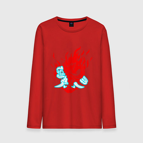 Мужской лонгслив Cyberpunk neon samurai / Красный – фото 1