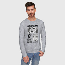 Лонгслив хлопковый мужской Ahegao, цвет: меланж — фото 2