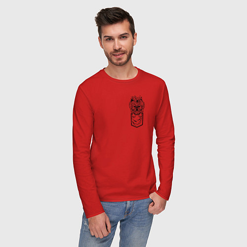 Мужской лонгслив Йорк в кармашке / Красный – фото 3