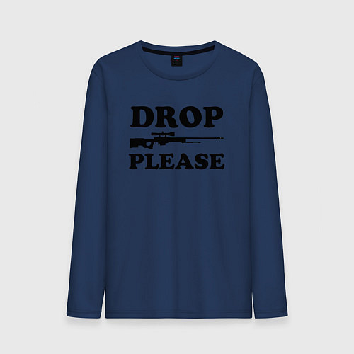 Мужской лонгслив Drop Please / Тёмно-синий – фото 1