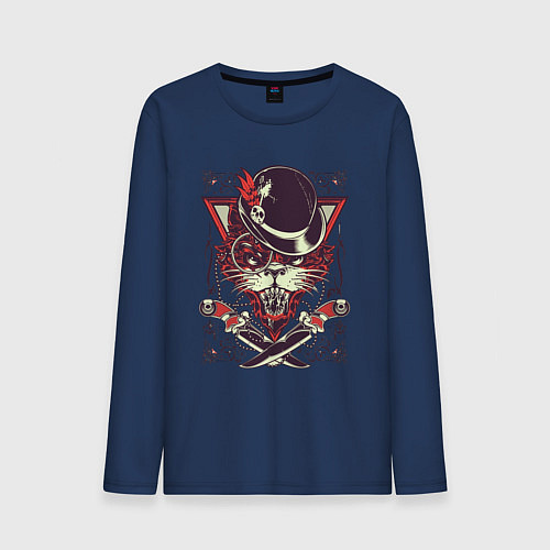 Мужской лонгслив Опасный Котик Кошак / Тёмно-синий – фото 1