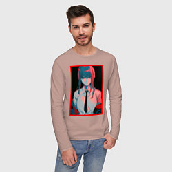 Лонгслив хлопковый мужской Макима человек бензопила Red, цвет: пыльно-розовый — фото 2