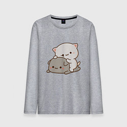 Лонгслив хлопковый мужской Милые котики, цвет: меланж