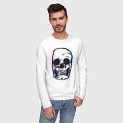 Лонгслив хлопковый мужской Glitch Skull, цвет: белый — фото 2