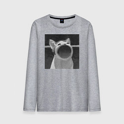 Лонгслив хлопковый мужской ЧБ Pop Cat, цвет: меланж